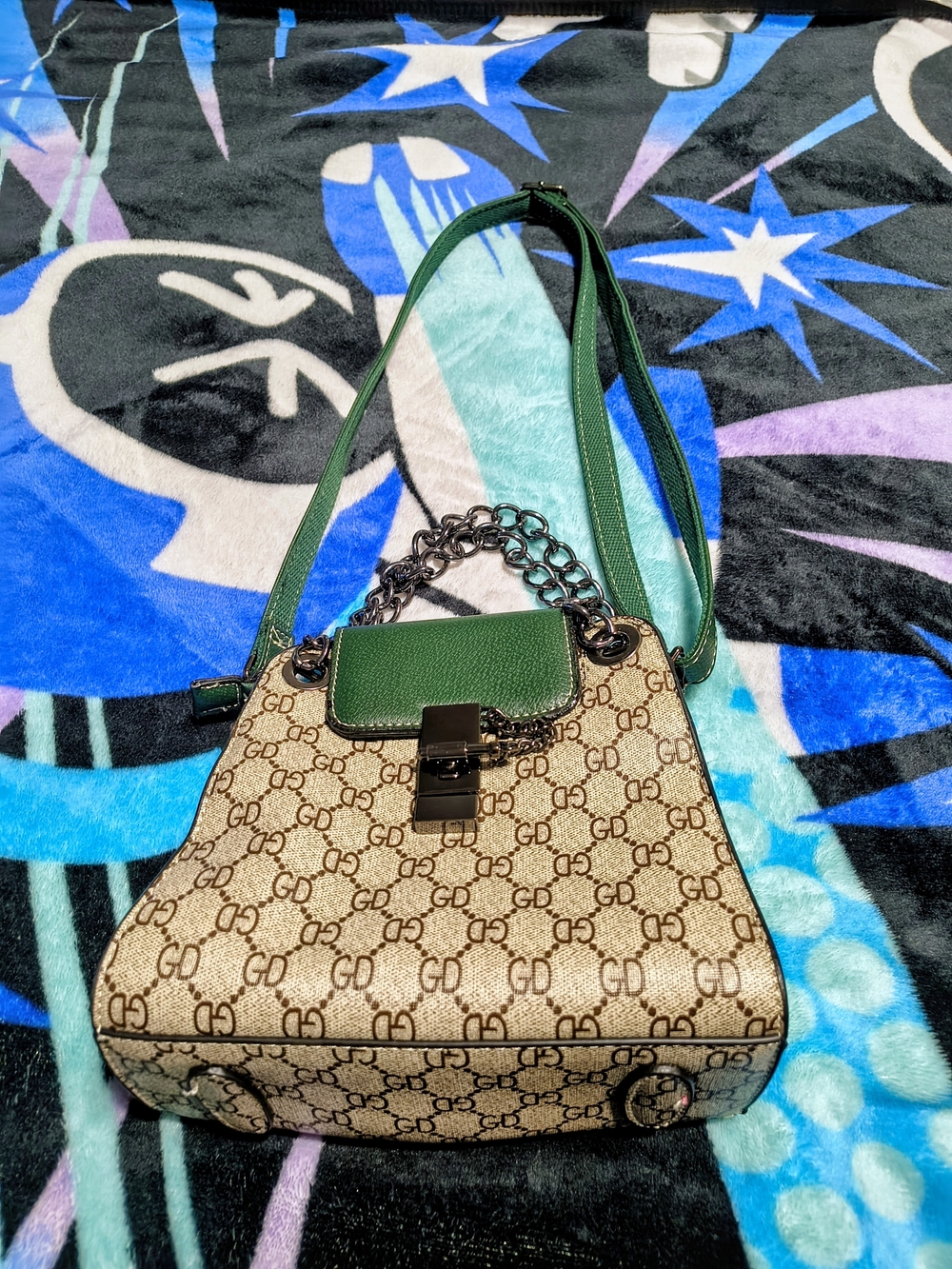 Green Trim Monogram Shoulder Bag - Designer-Inspired Women Bag